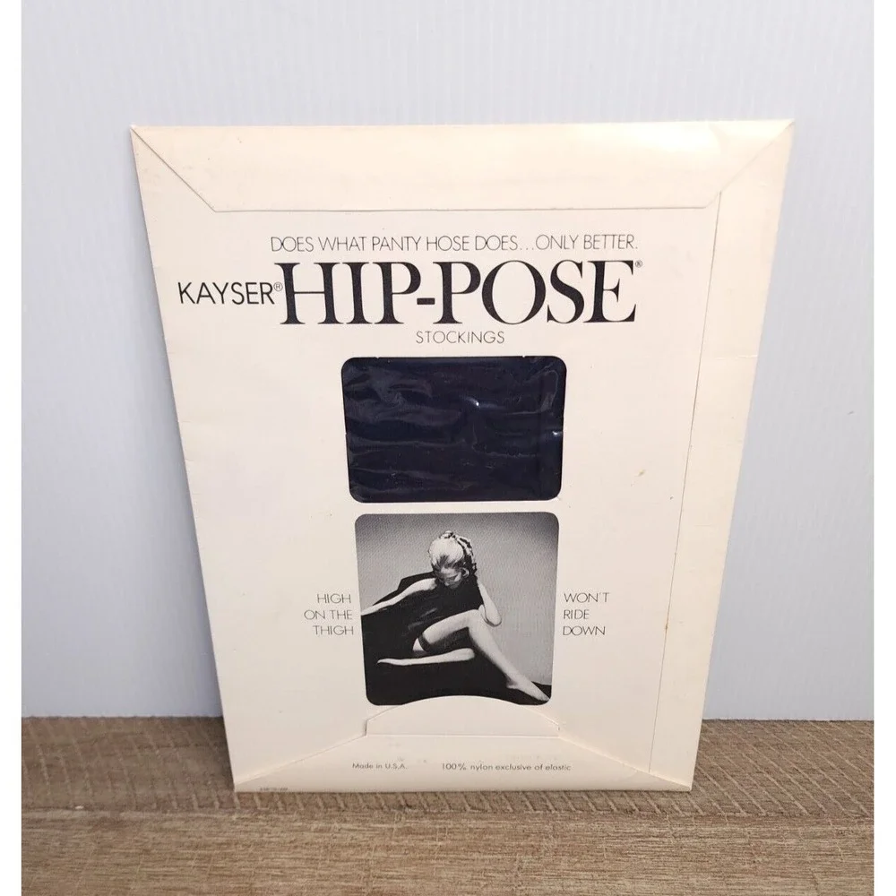 Vintage Kayser Thigh High Hose Navy Petite‎ New Sealed
